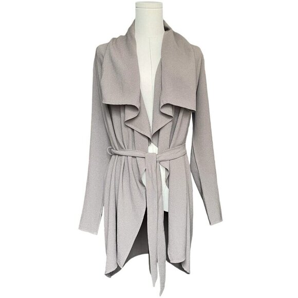 AKIRA Chicago Black Label Waterfall Cardigan Womens S Taupe Beige Sash Tie Flowy - Picture 1 of 8
